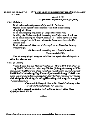 Đề thi chọn học sinh giỏi Ngữ văn lớp 12 - Năm học 2016-2017 - Sở GD & ĐT Thái Bình